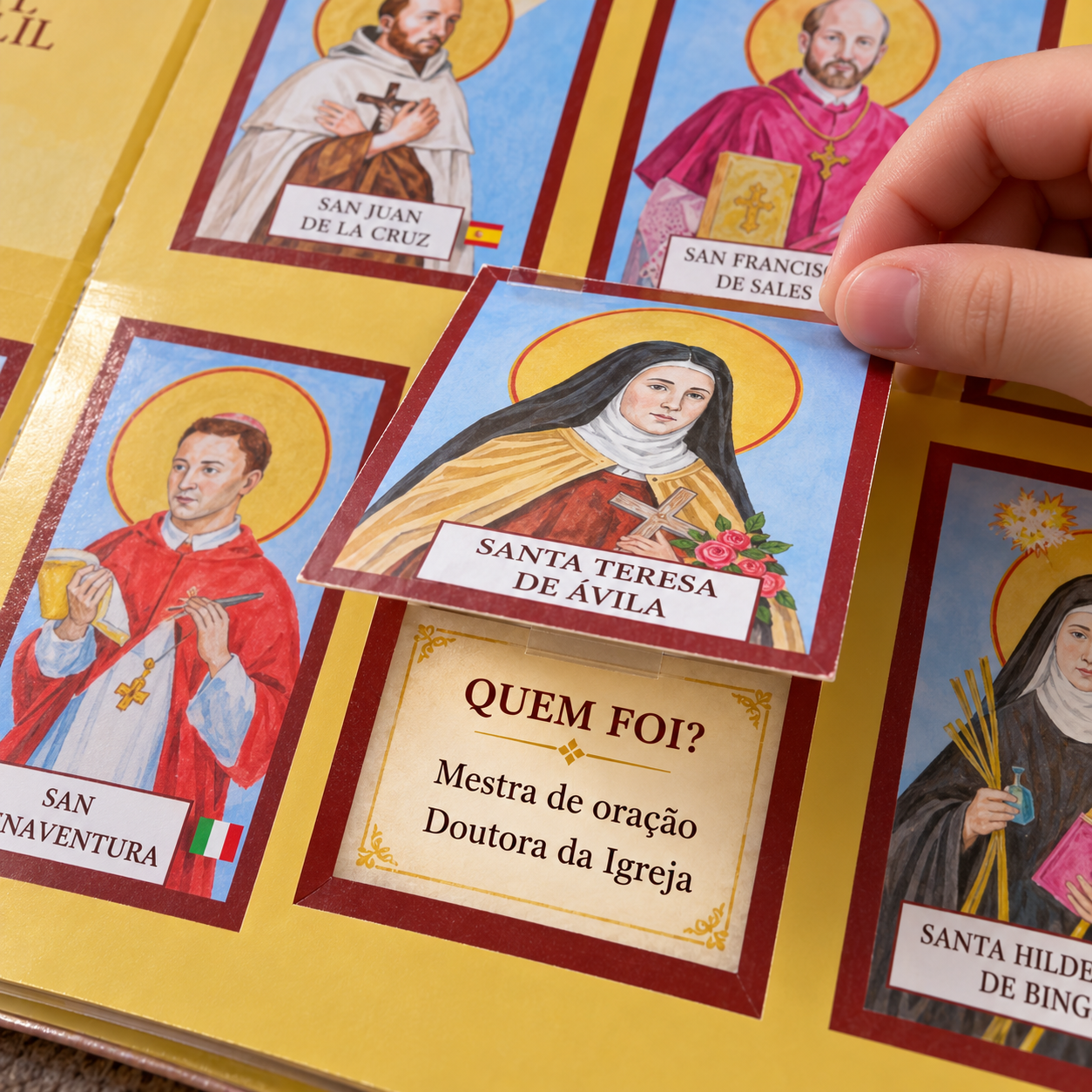 Álbum digital Santos da Igreja com exemplo da montagem impressa